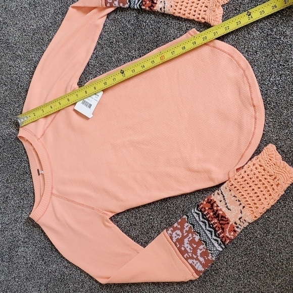 NWT Free People Mix Thermal Cuff Long Sleeve Top Y2K women boho - Picture 9 of 13